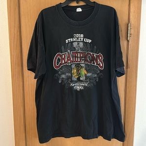 Chicago Blackhawks Hockey 2010 Stanley Cup Tee T-Shirt Black Size 2XL